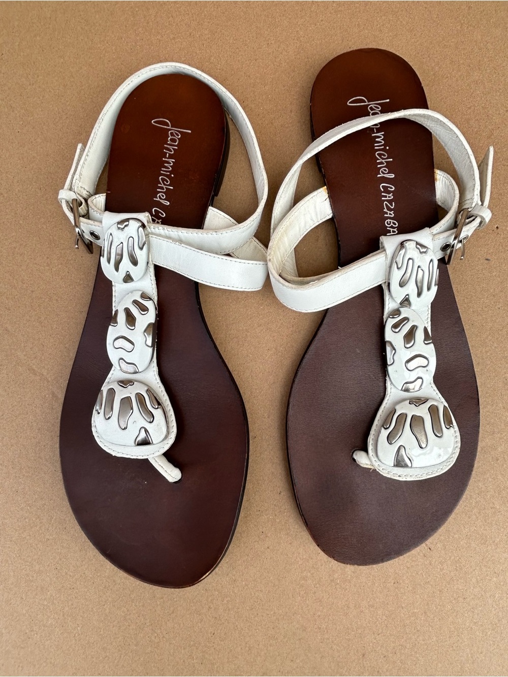 Jean Michel Cazabat Women's Talia Leather Sandals minimalist EU 38.5 US 8 white - Picture 2 of 9